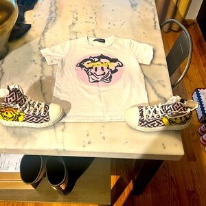 Kids Versace set shirt size 8 and shoes size 2